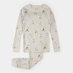 Egg Hunt Print on Crème PJ Set | Petit Lem-1