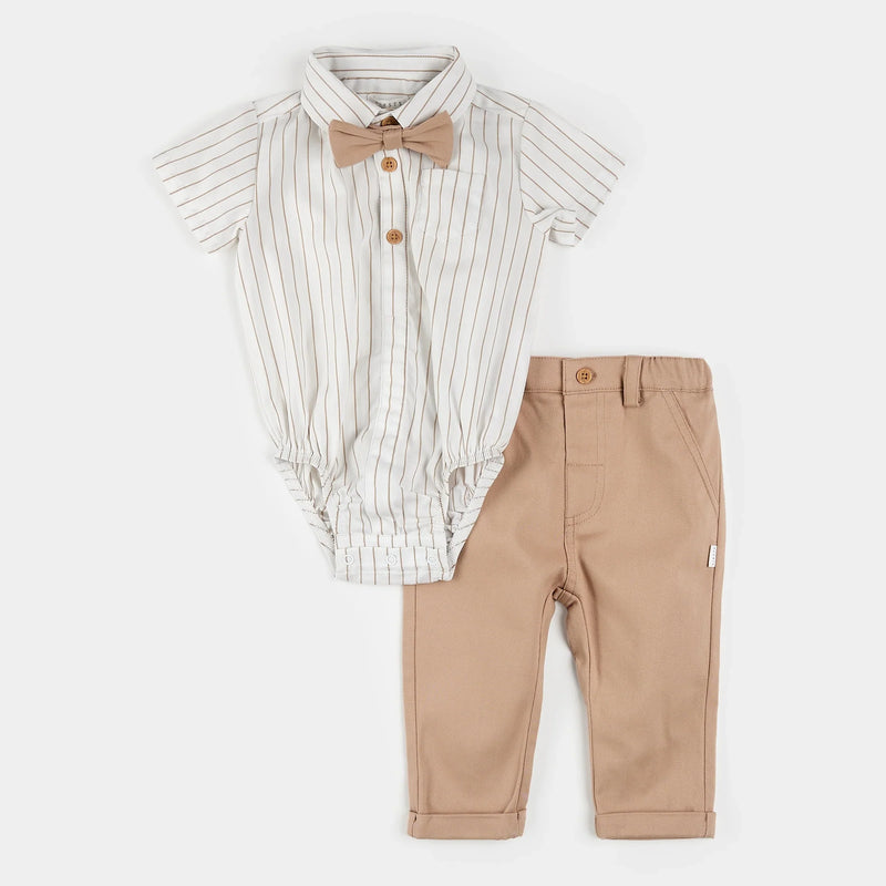 Striped Shirt and Pants 3pc Poplin Set | Petit Lem-2