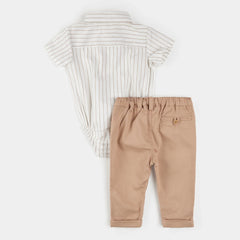 Striped Shirt and Pants 3pc Poplin Set | Petit Lem-3