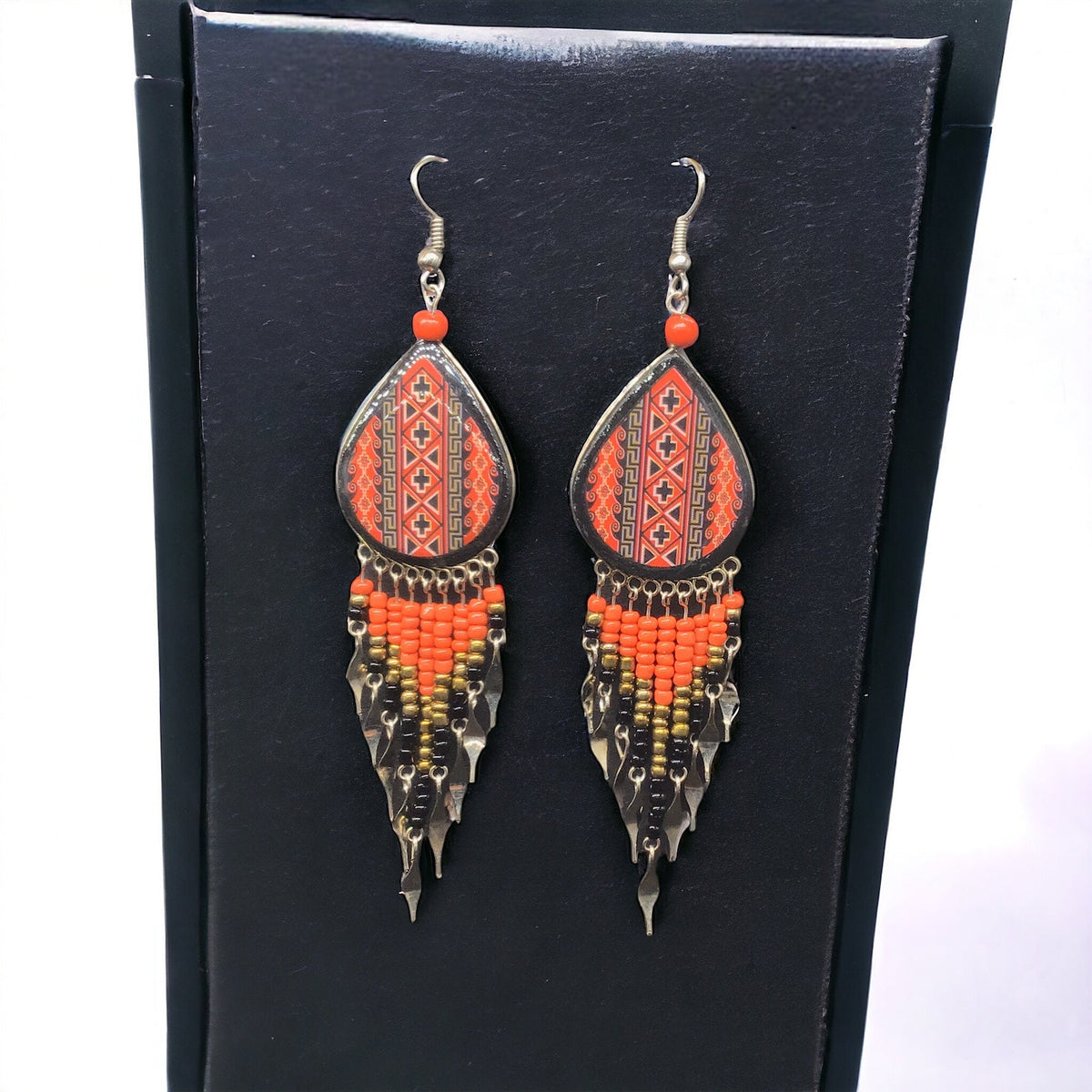 Southwestern Painted Red Earrings-2