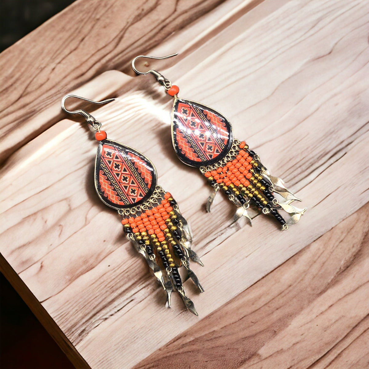 Southwestern Painted Red Earrings-3