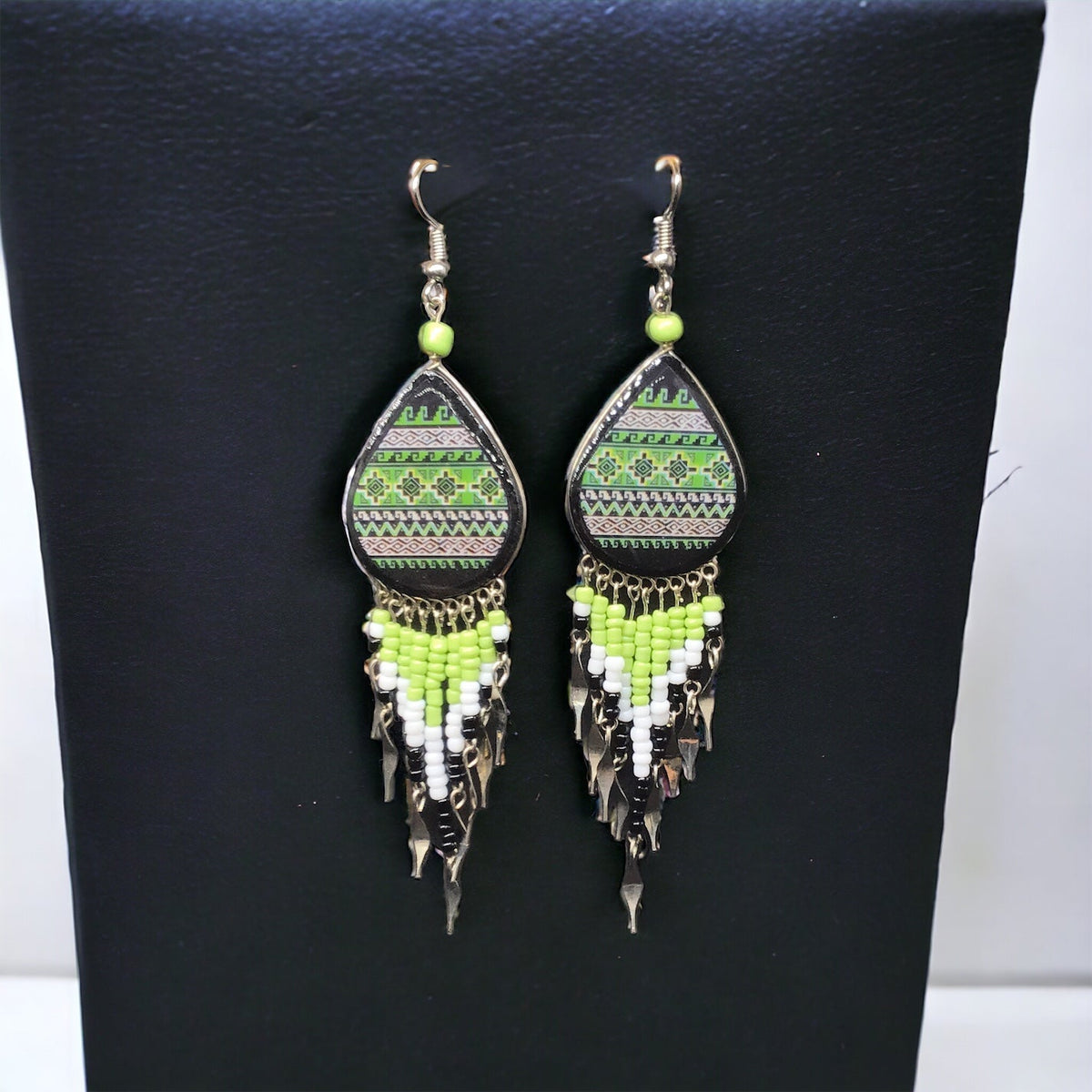 Green Southwestern Earrings-2