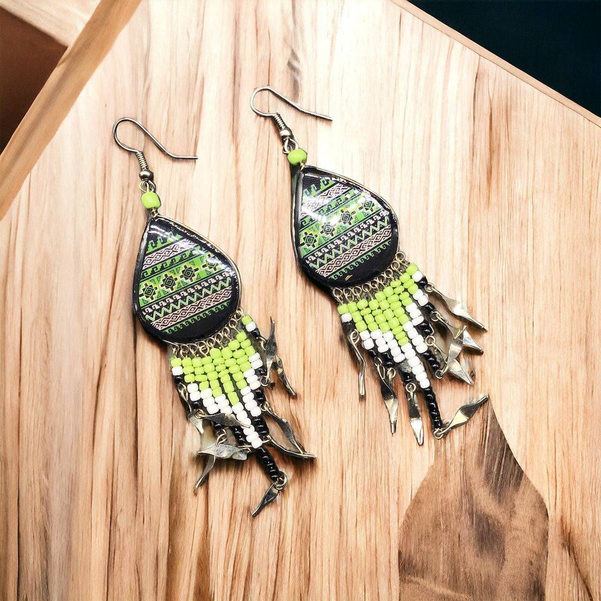 Green Southwestern Earrings-3