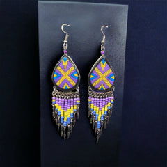Southwestern Painted Purple Earrings-1