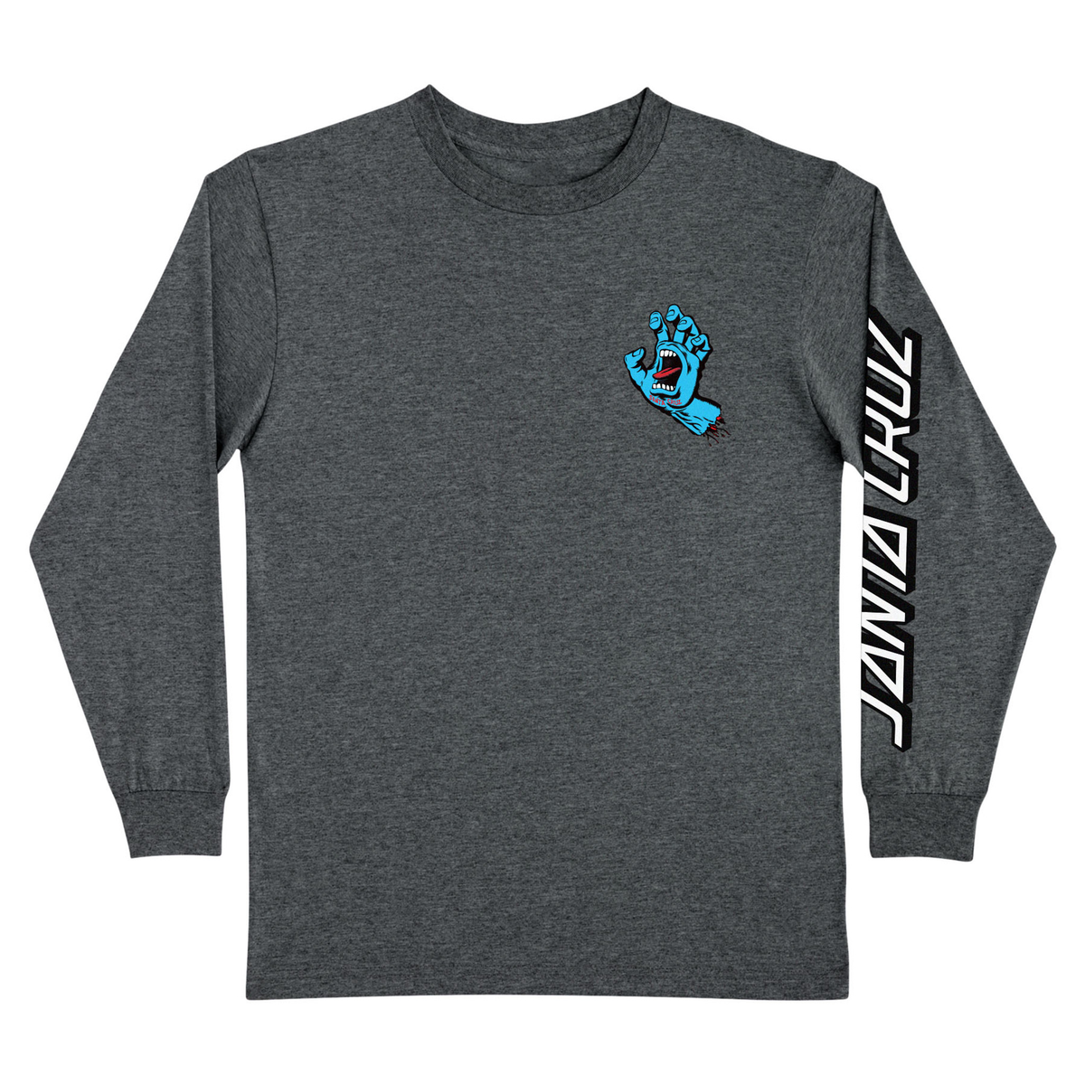 Santa Cruz 'Screaming Hand' L/S Tee - Dark Heather Grey-1