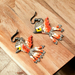 Silver Beaded hummingbird earrings-1