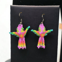 Pink Beaded hummingbird earrings-2