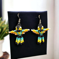 Black Beaded hummingbird earrings-2