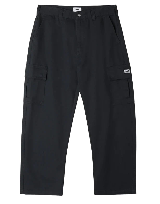 Obey 'Bigwig' Baggy Twill Cargo Pants - Black-1