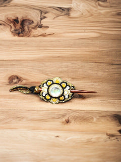 Black and gold Beaded baby barrettes-1