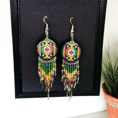 Southwestern Round Red and Yellow Earrings-1