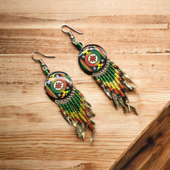 Southwestern Round Red and Yellow Earrings-2