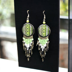 Southwestern Round Green Earrings-1