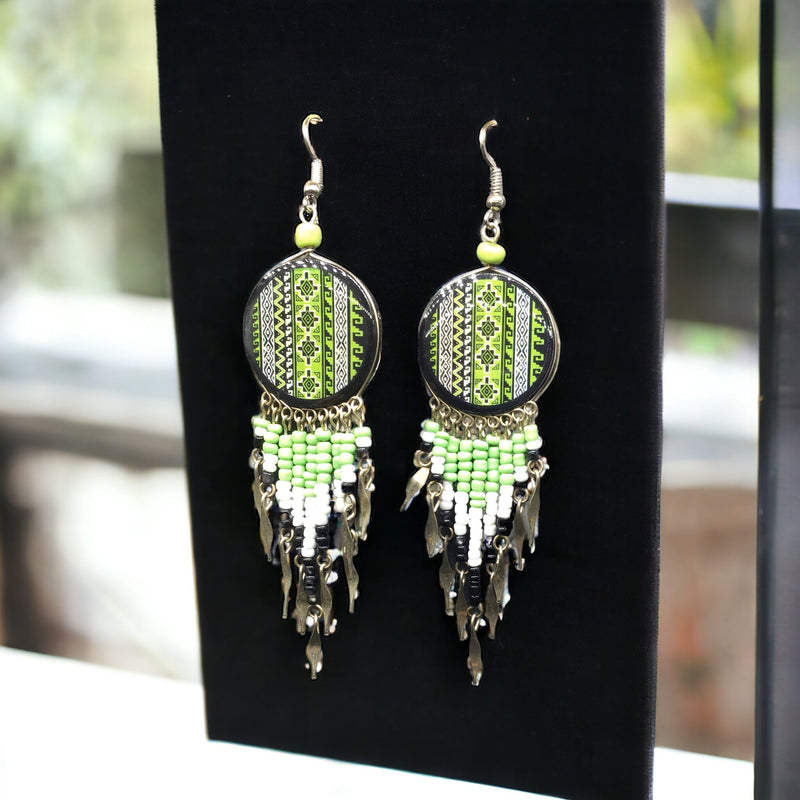 Southwestern Round Green Earrings-1