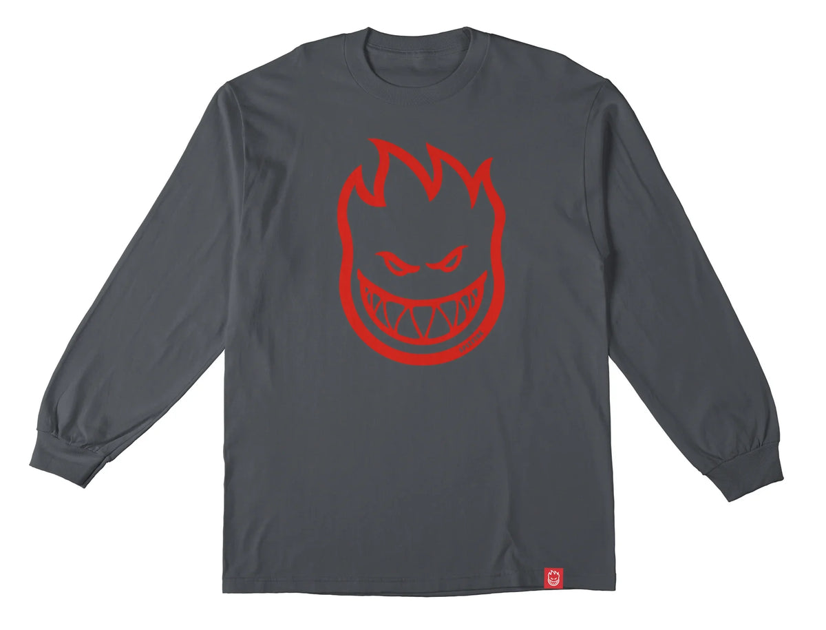 Spitfire 'Big Head' L/S Tee - Charcoal/Red (KIDS)-1