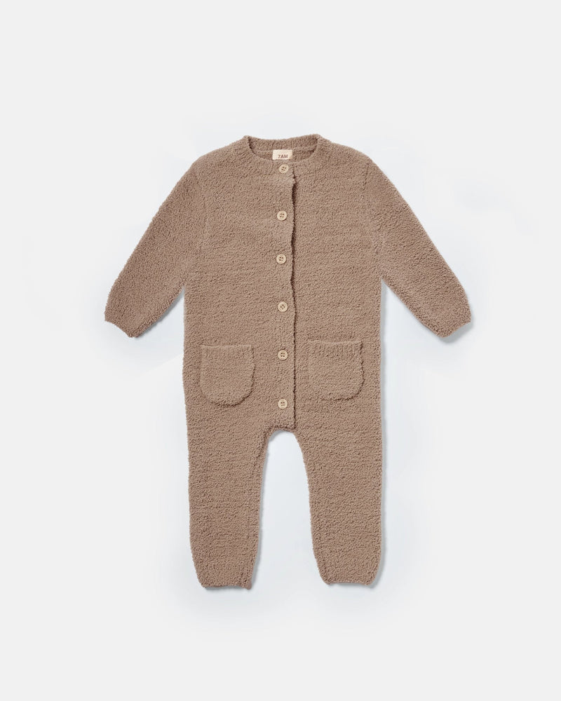 Long Sleeve Romper - Fuzzy | Taupe | 7AM-1