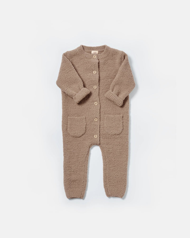 Long Sleeve Romper - Fuzzy | Taupe | 7AM-2