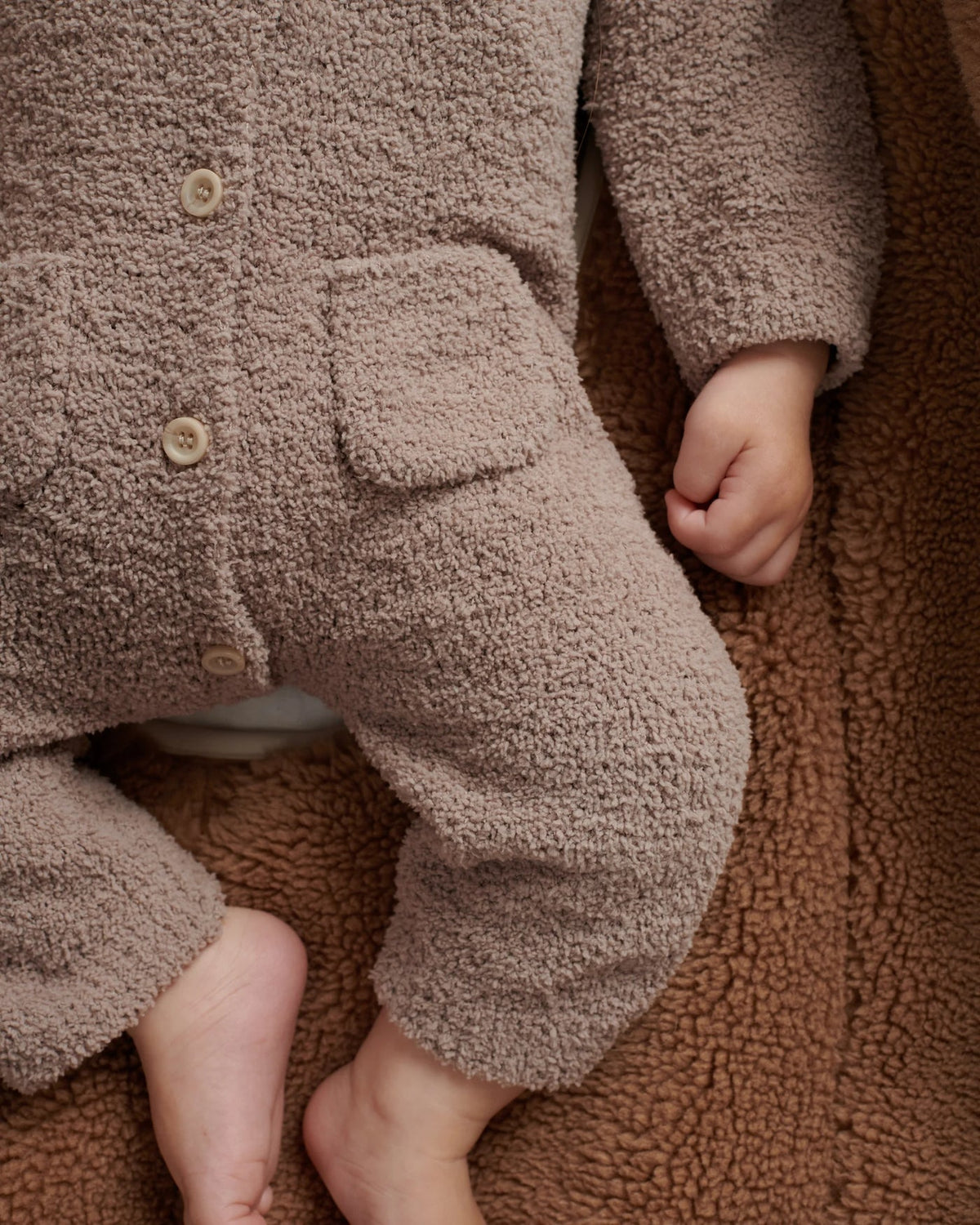 Long Sleeve Romper - Fuzzy | Taupe | 7AM-6