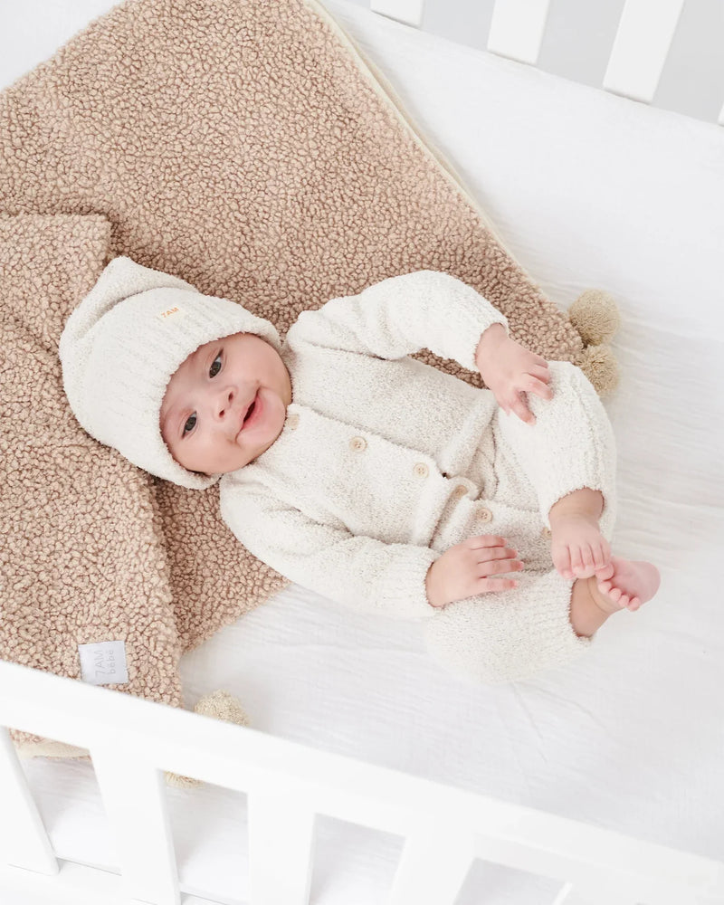 Long Sleeve Romper - Fuzzy | Ecru | 7AM-6