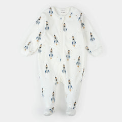 Rocket Print on Off White Footed Sleeper | Petit Lem-1