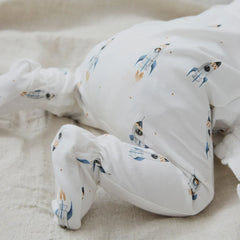 Rocket Print on Off White Footed Sleeper | Petit Lem-4