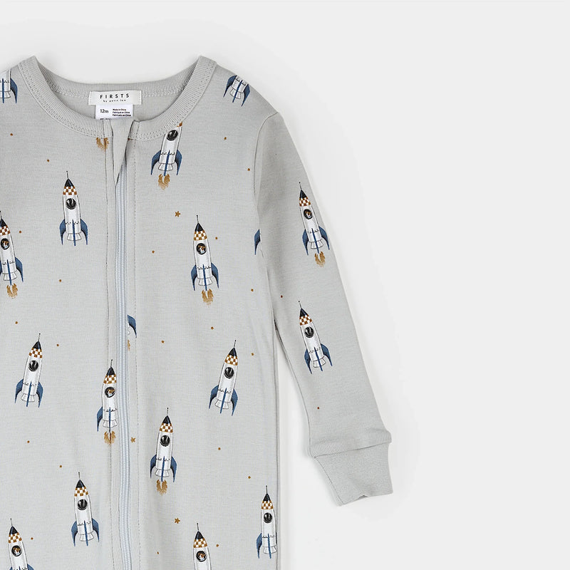 Rocket Print on Lunar Rock Convertible Sleeper | Petit Lem-2