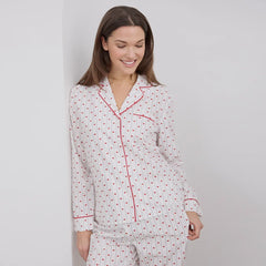 Heart Stripe on Women's Poplin PJ Set | Petit Lem-1