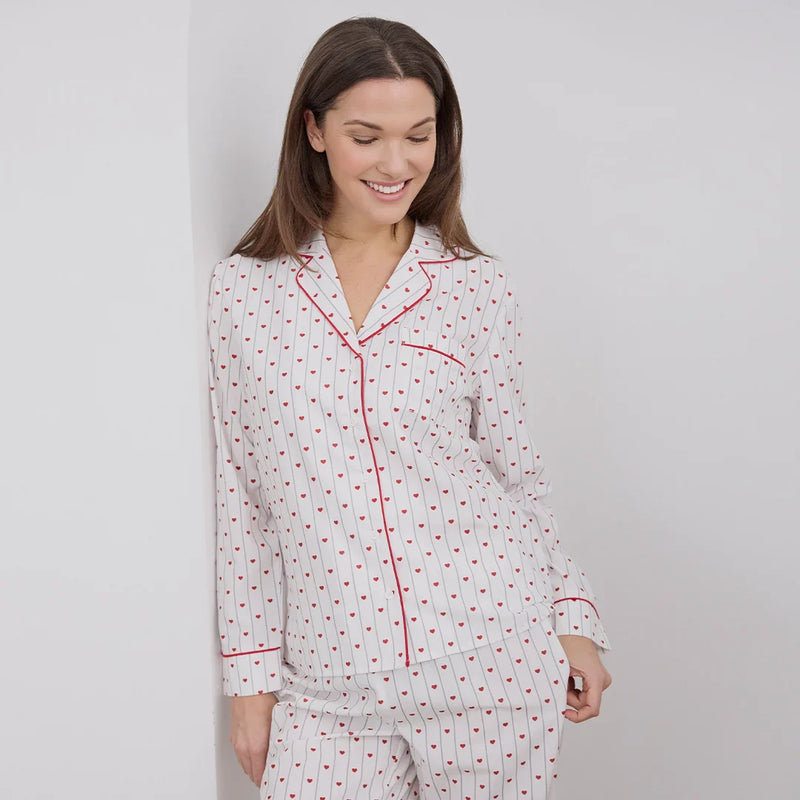 Heart Stripe on Women's Poplin PJ Set | Petit Lem-1