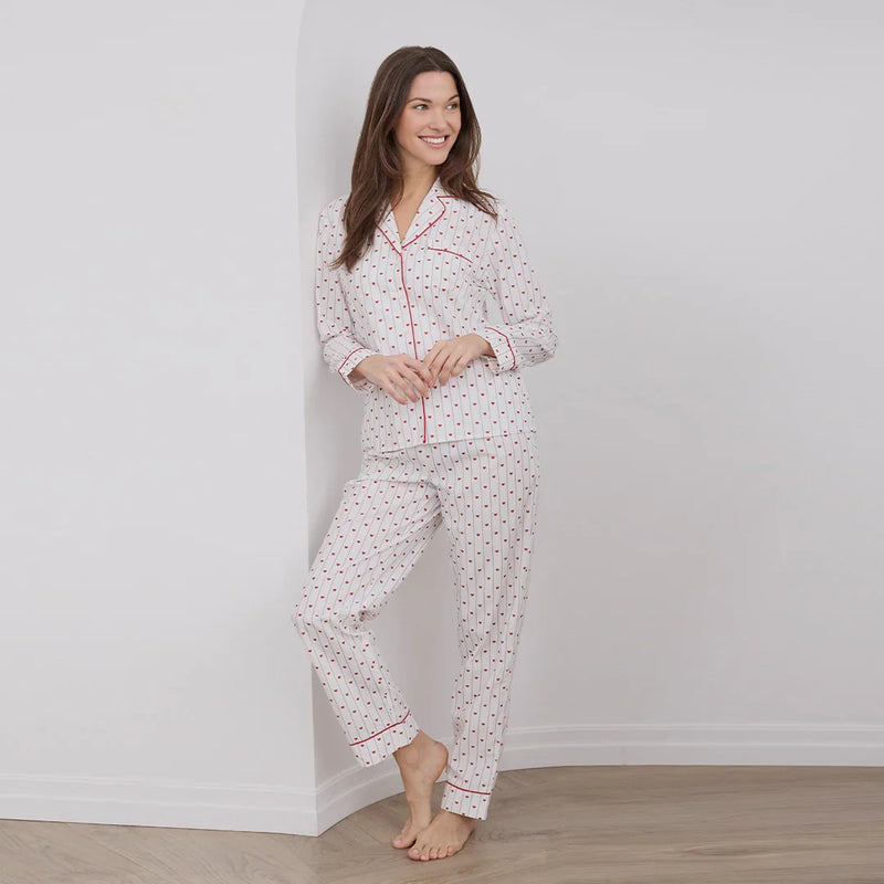 Heart Stripe on Women's Poplin PJ Set | Petit Lem-2
