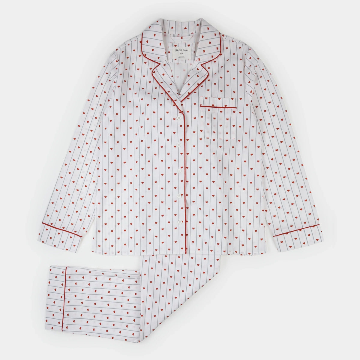 Heart Stripe on Women's Poplin PJ Set | Petit Lem-3