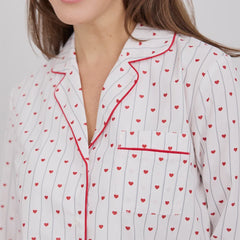 Heart Stripe on Women's Poplin PJ Set | Petit Lem-5