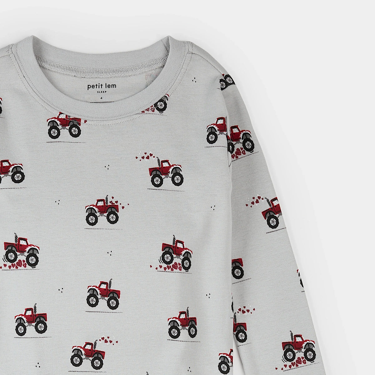 Monster Truck Love Print on Lunar Rock PJ Set | Petit Lem-2
