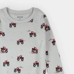 Monster Truck Love Print on Lunar Rock PJ Set | Petit Lem-2