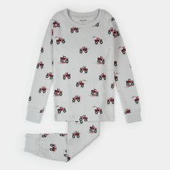 Monster Truck Love Print on Lunar Rock PJ Set | Petit Lem-1