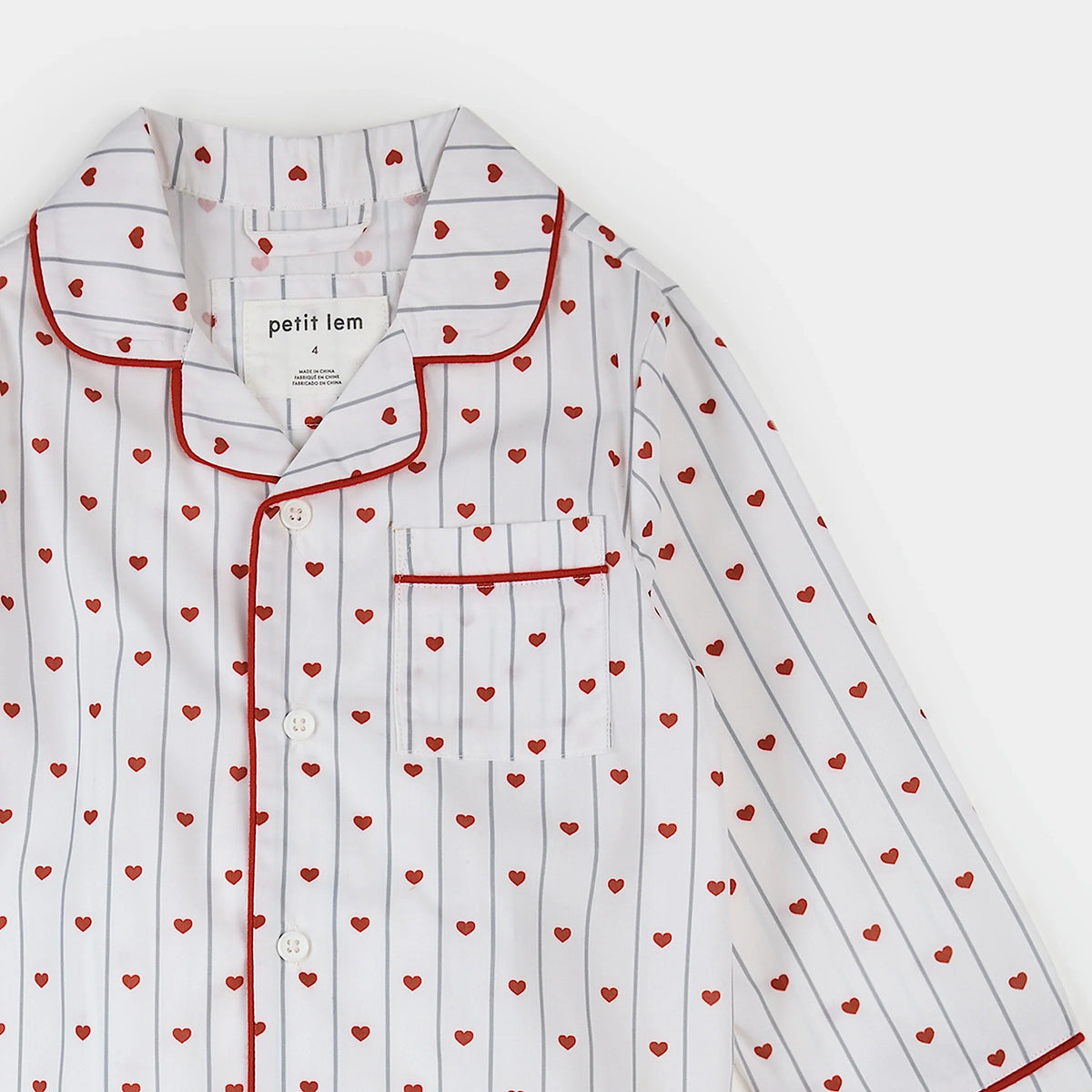 Heart Stripe on Poplin PJ Set | Petit Lem-2