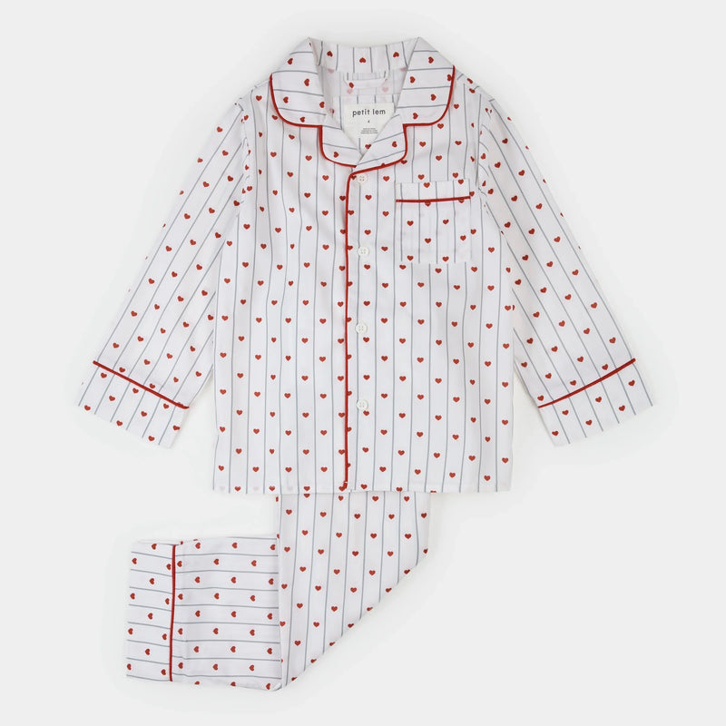 Heart Stripe on Poplin PJ Set | Petit Lem-3