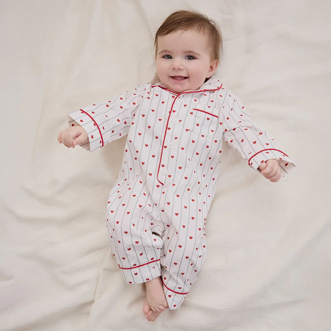Heart Stripe on Poplin Romper | Petit Lem-1