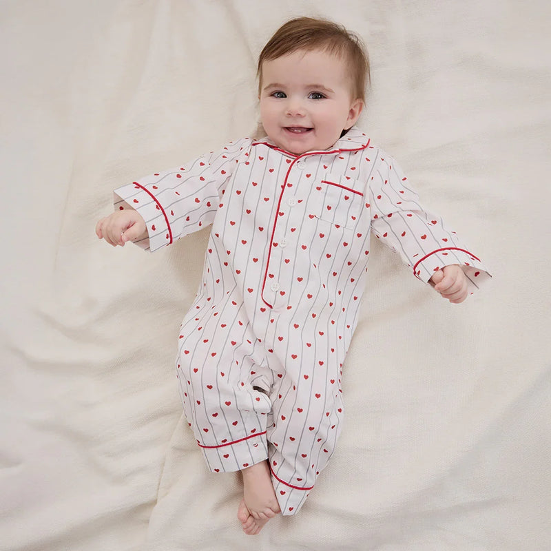 Heart Stripe on Poplin Romper | Petit Lem-1