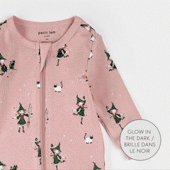 Witch Glow in the Dark Print on Pink Sleeper | Petit Lem-2