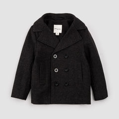 Hooded Woven Pea Coat | Dark Heather Grey | Miles the Label-2