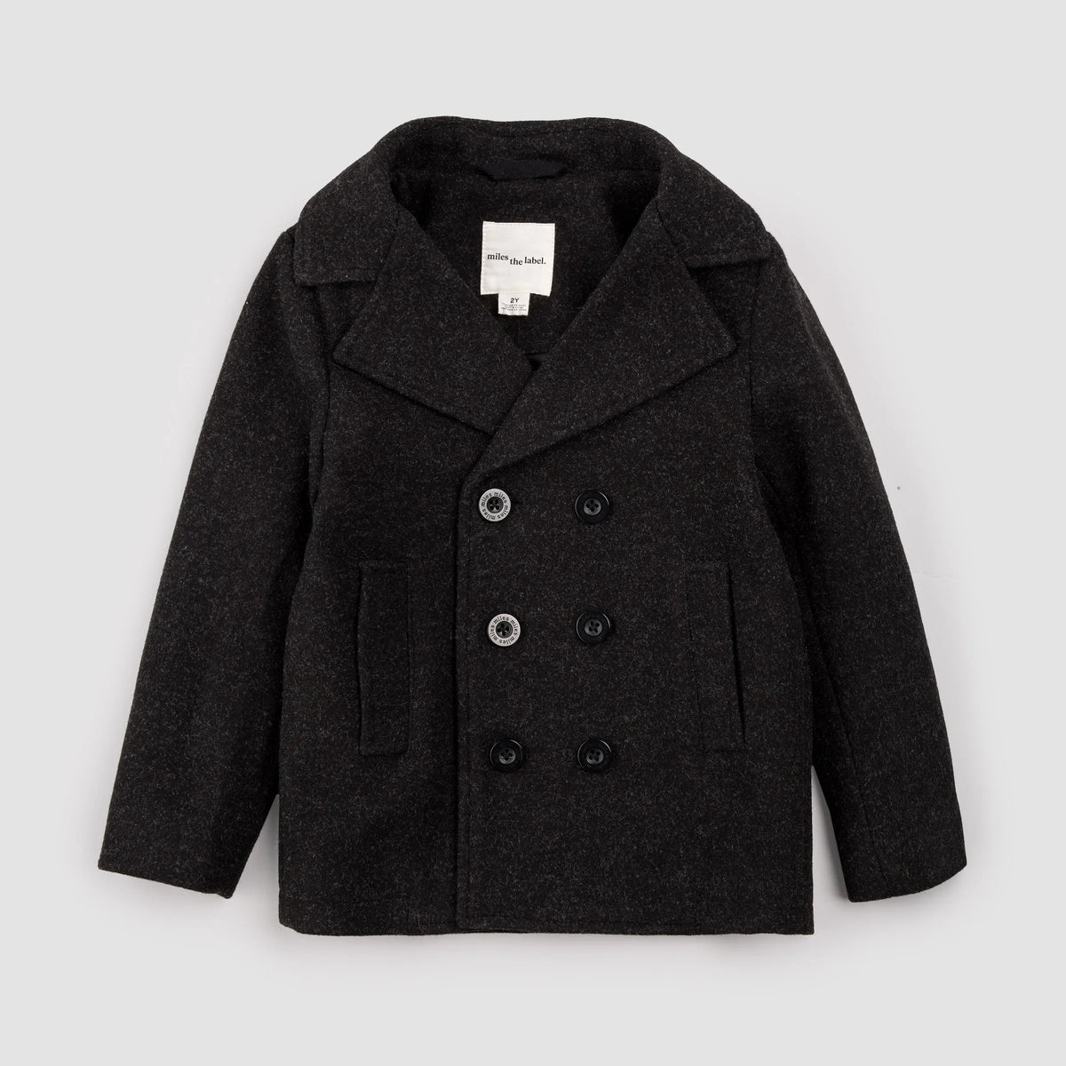 Hooded Woven Pea Coat | Dark Heather Grey | Miles the Label-2