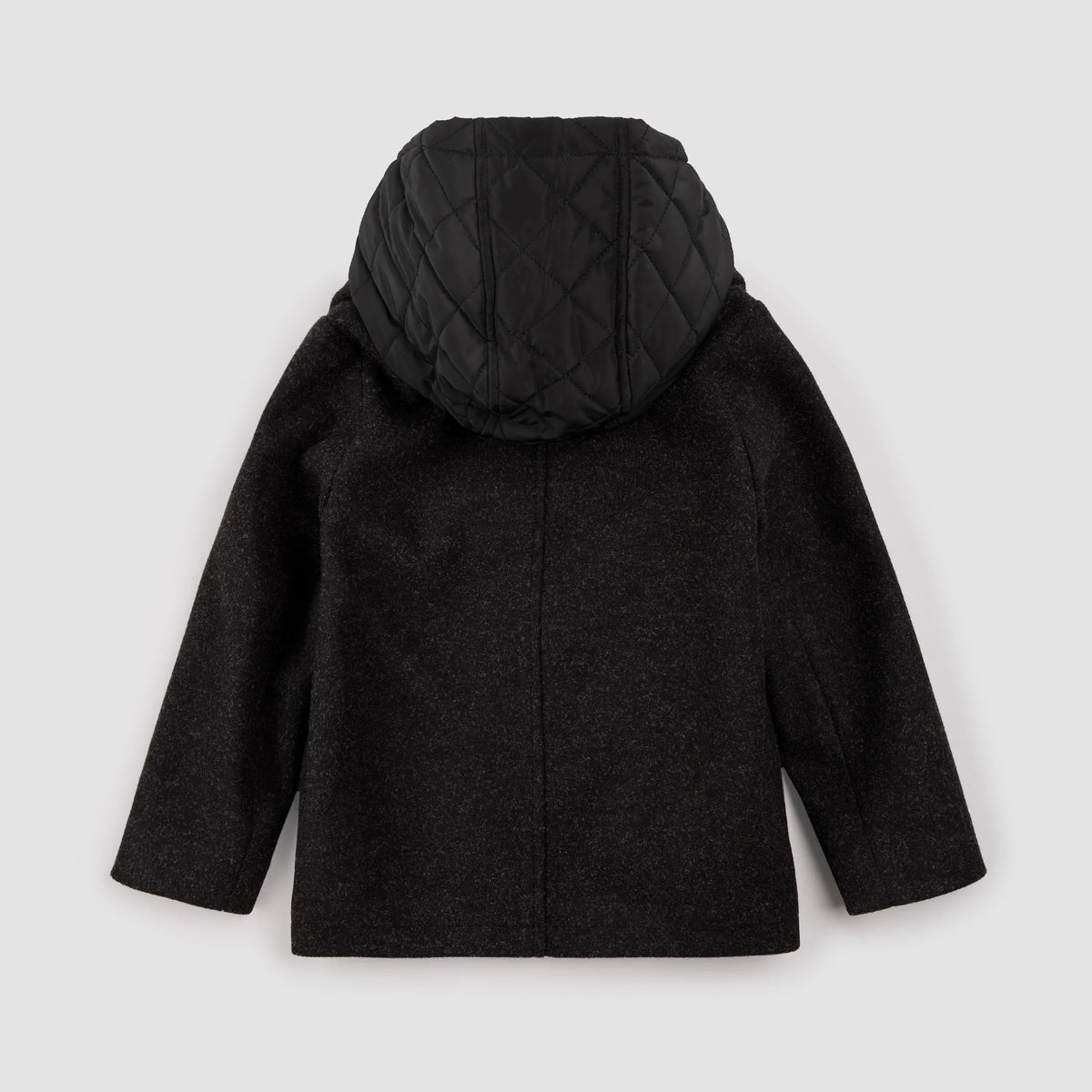 Hooded Woven Pea Coat | Dark Heather Grey | Miles the Label-3