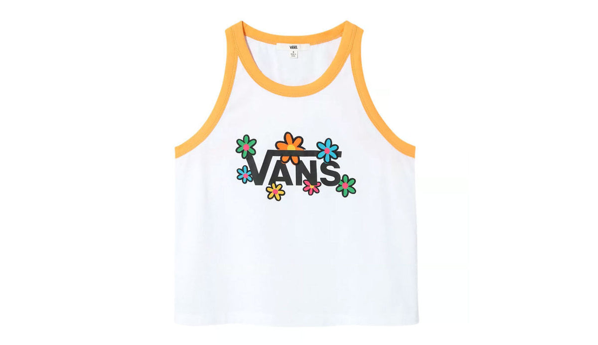 Vans 'Stacked Floral' Cropped Tank Top - White/Orange-1