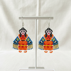 American Kachina Doll Girl Woman Orange and Blue-1