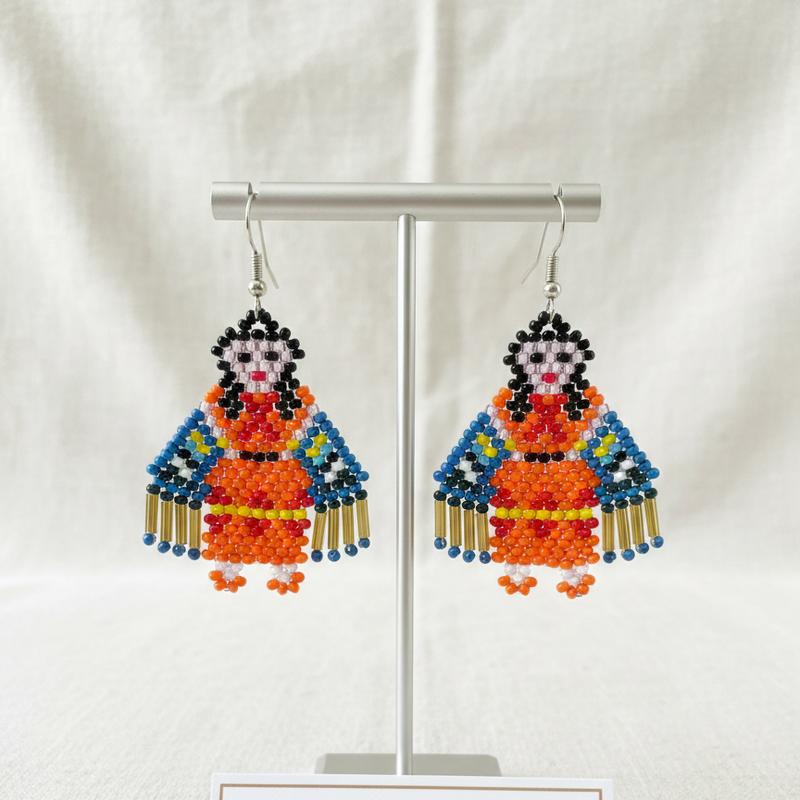 American Kachina Doll Girl Woman Orange and Blue-1