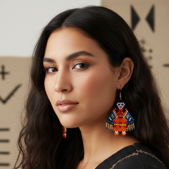 American Kachina Doll Girl Woman Orange and Blue-2