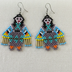 American Kachina Doll Girl Woman Purple & Turquoise-1