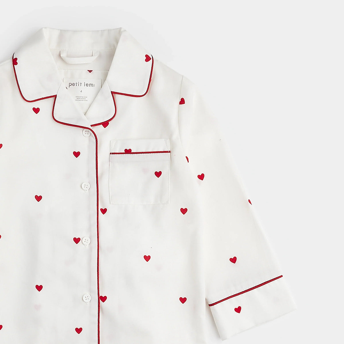 Small Hearts on Poplin PJ Set | Petit Lem-3