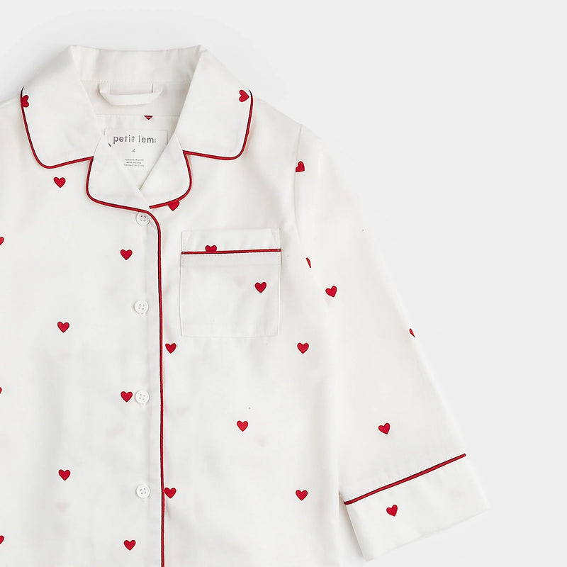 Small Hearts on Poplin PJ Set | Petit Lem-3