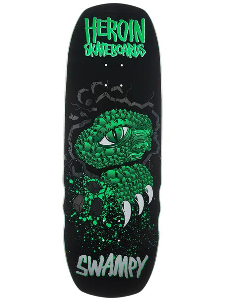 Heroin Skateboards 'Swampy Alligator' Shaped Skate Deck - Black